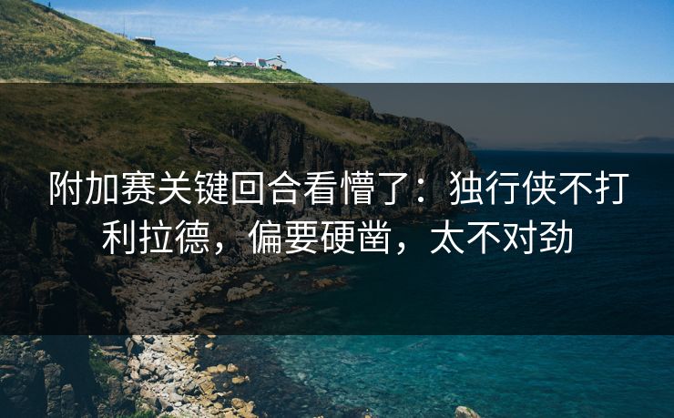 附加赛关键回合看懵了：独行侠不打利拉德，偏要硬凿，太不对劲
